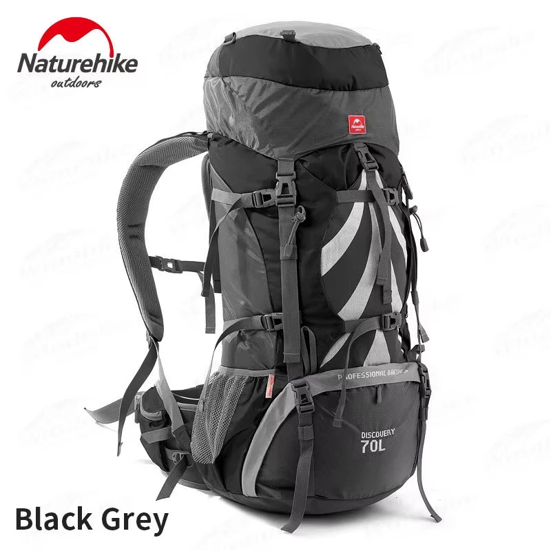 Naturehike 70+5L Waterproof Hiking Backpack – Large Capacity Travel & Mountaineering Pack with Rain Cover
