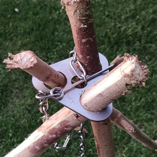 Portable Campfire Tripod Support Plate with Hanging Chain