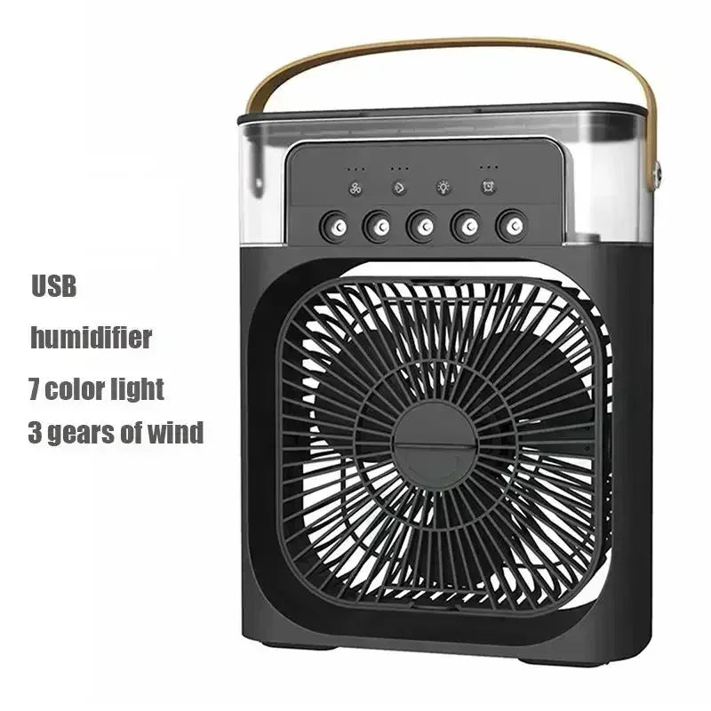 3-in-1 Portable USB Air Cooler Fan with Humidifier & LED Night Light