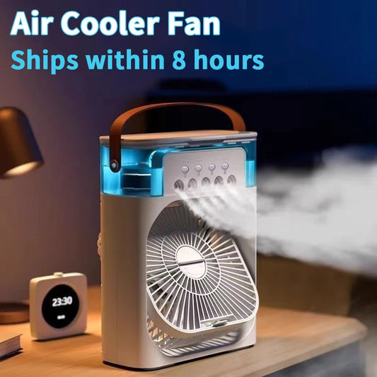 3-in-1 Portable USB Air Cooler Fan with Humidifier & LED Night Light