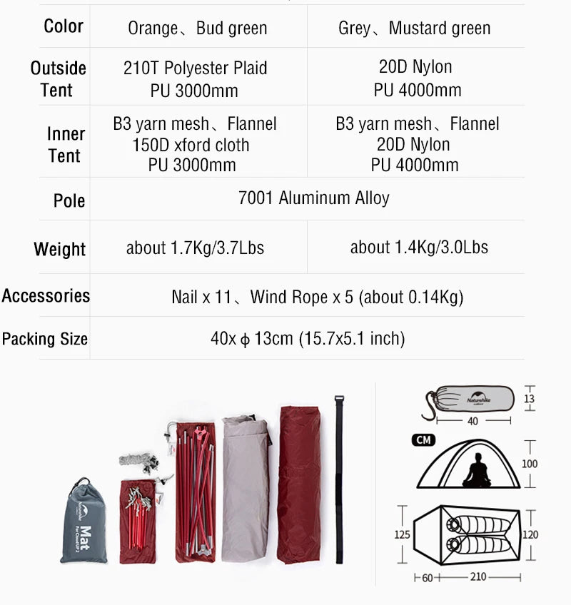 Naturehike 2-Person Ultralight Backpacking Tent