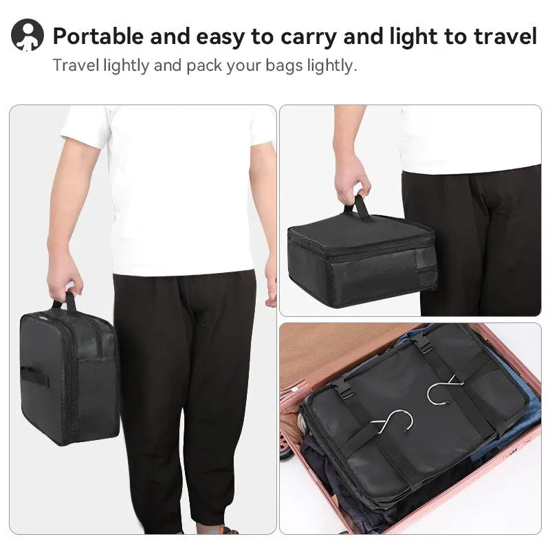 Hanging Travel Organizer with Packing Shelves and Laundry Storage