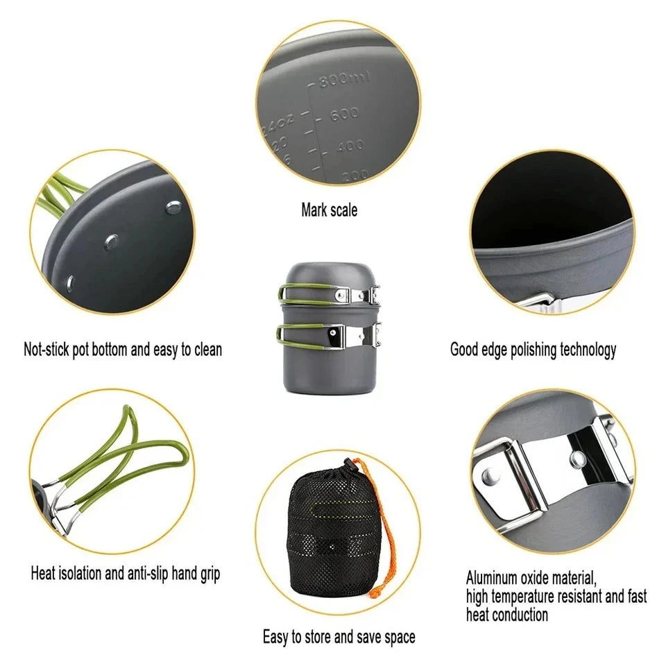 Ultralight Camping Cookware Set for Hiking & Outdoor Cooking