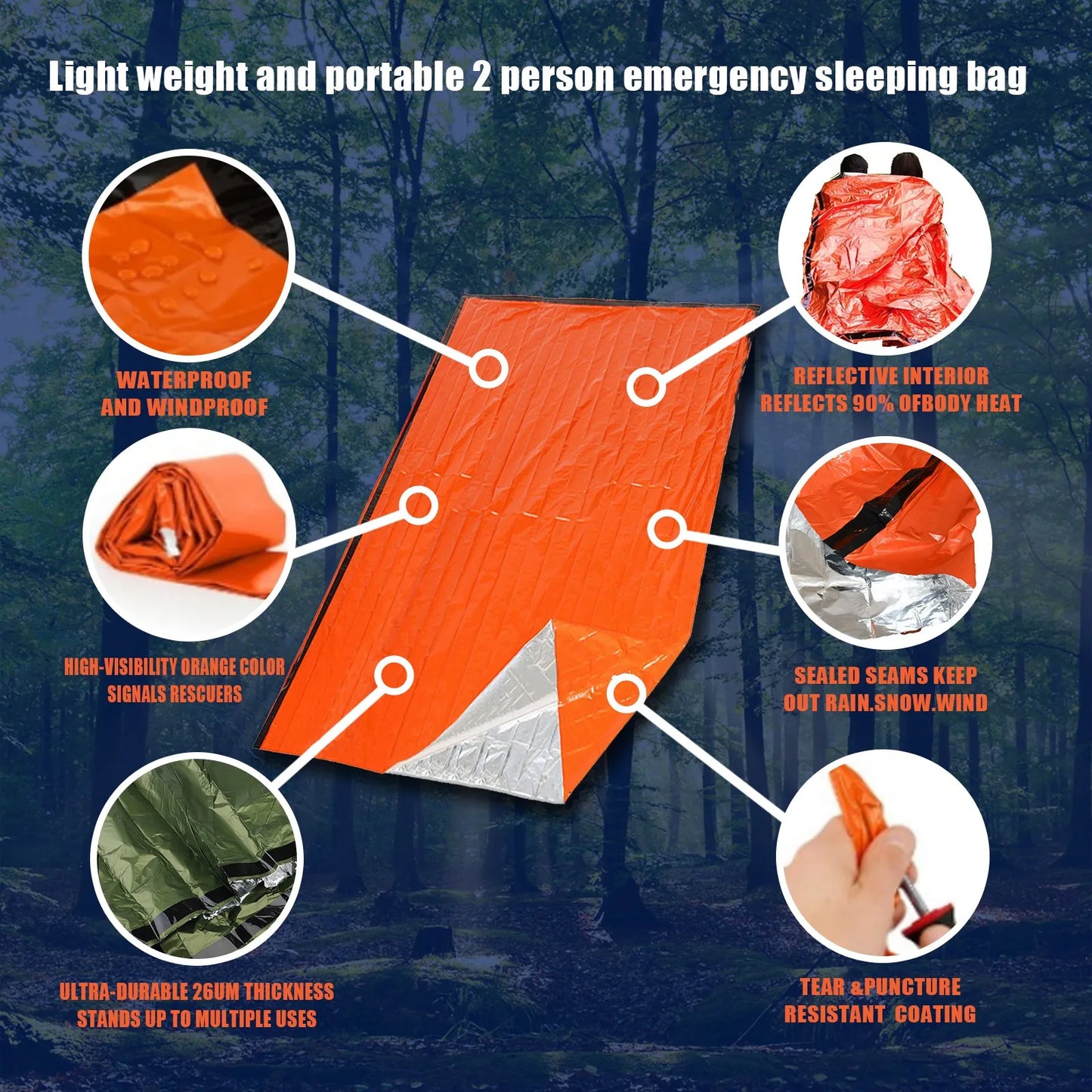 Emergency Thermal Bivy Sack for Camping & Hiking