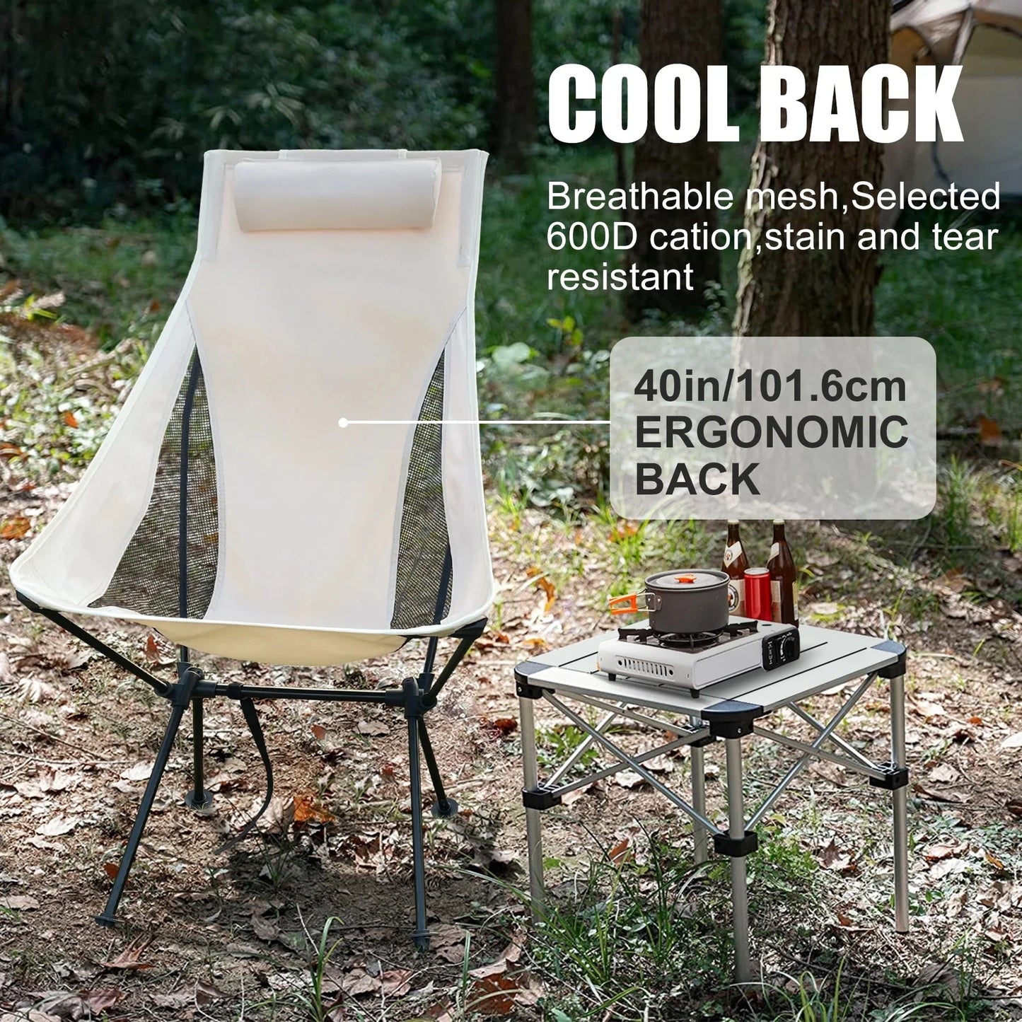 WESTTUNE Lightweight Folding Camping Chair with Headrest