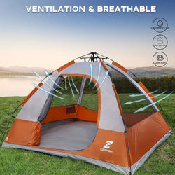 4-Person Pop-Up Camping Tent with Removable Rain Fly – Waterproof & Windproof Instant Setup
