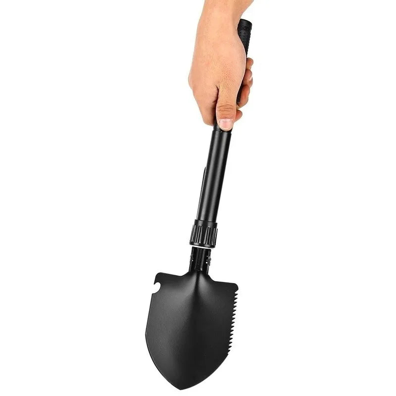 Foldable Camping Shovel with Carrying Pouch and Compass