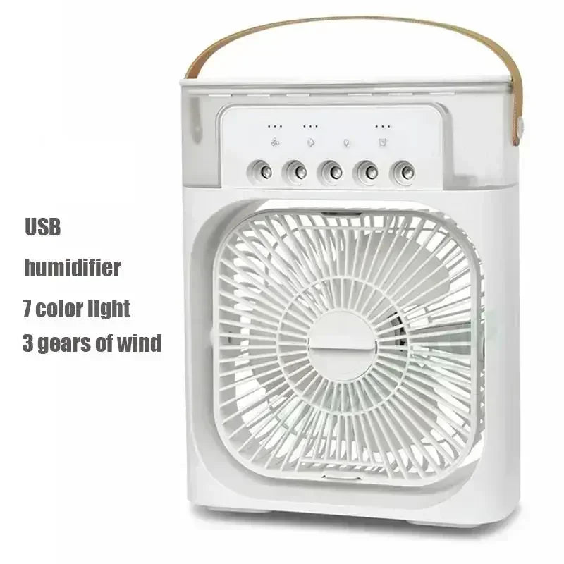 3-in-1 Portable USB Air Cooler Fan with Humidifier & LED Night Light