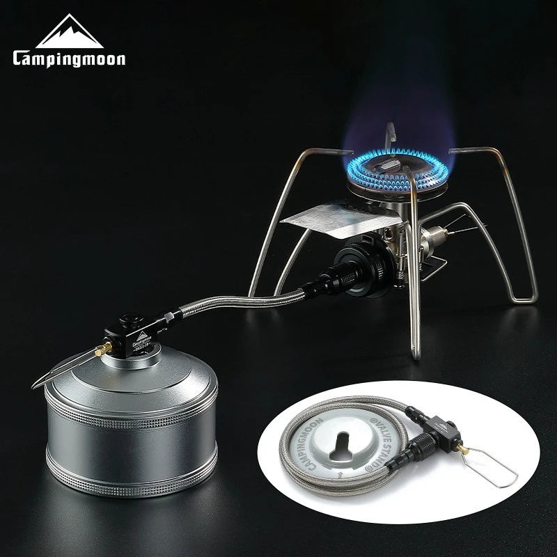 CAMPINGMOON Gas Stove Extension Pipe with Valve for Outdoor Camping