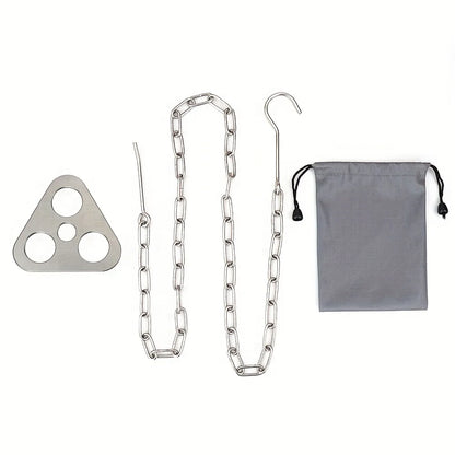 Portable Campfire Tripod Support Plate with Hanging Chain