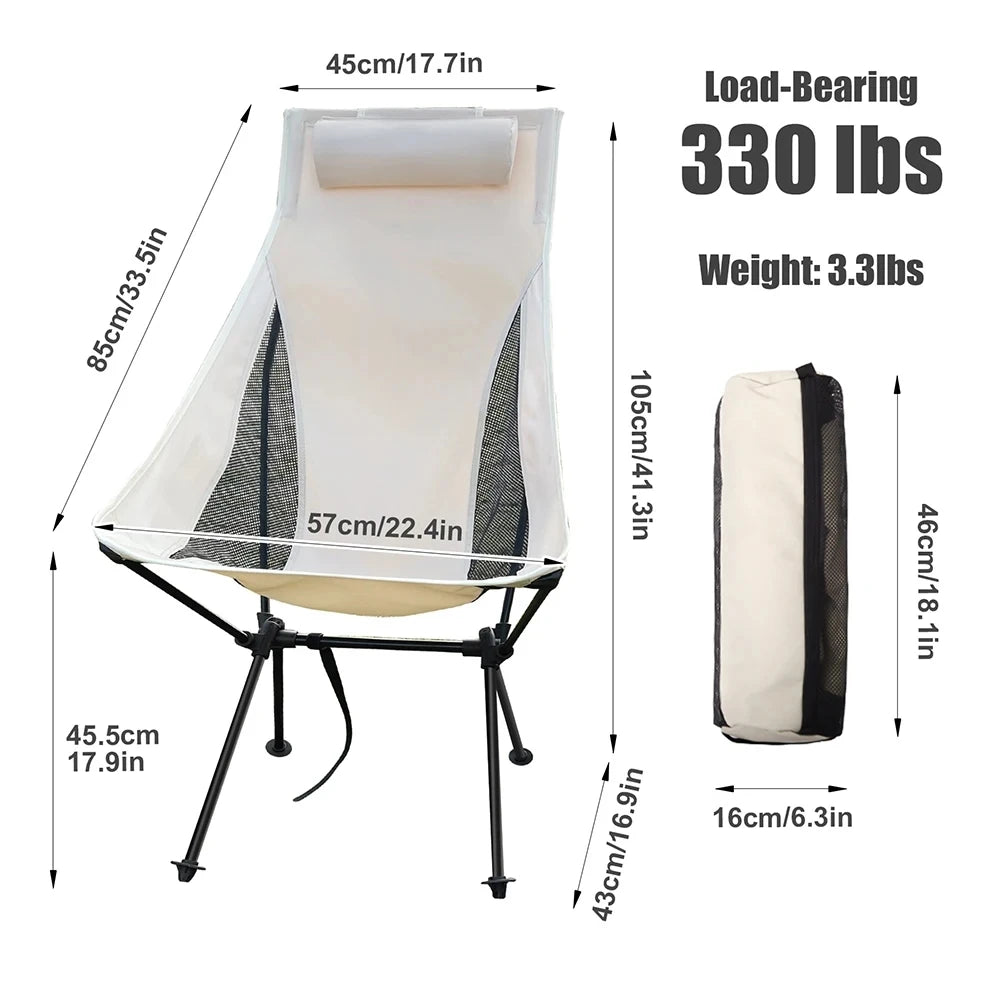 WESTTUNE Lightweight Folding Camping Chair with Headrest
