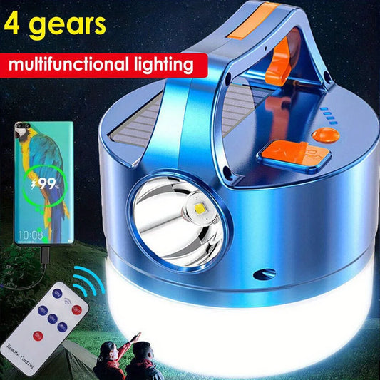 Solar Rechargeable Camping Light Bulb – Portable Tent Lantern with Metal Hook